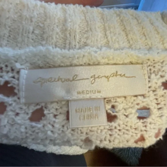 Spiritual Gangster Distressed Cream Knit Sweater - Picture 6 of 8